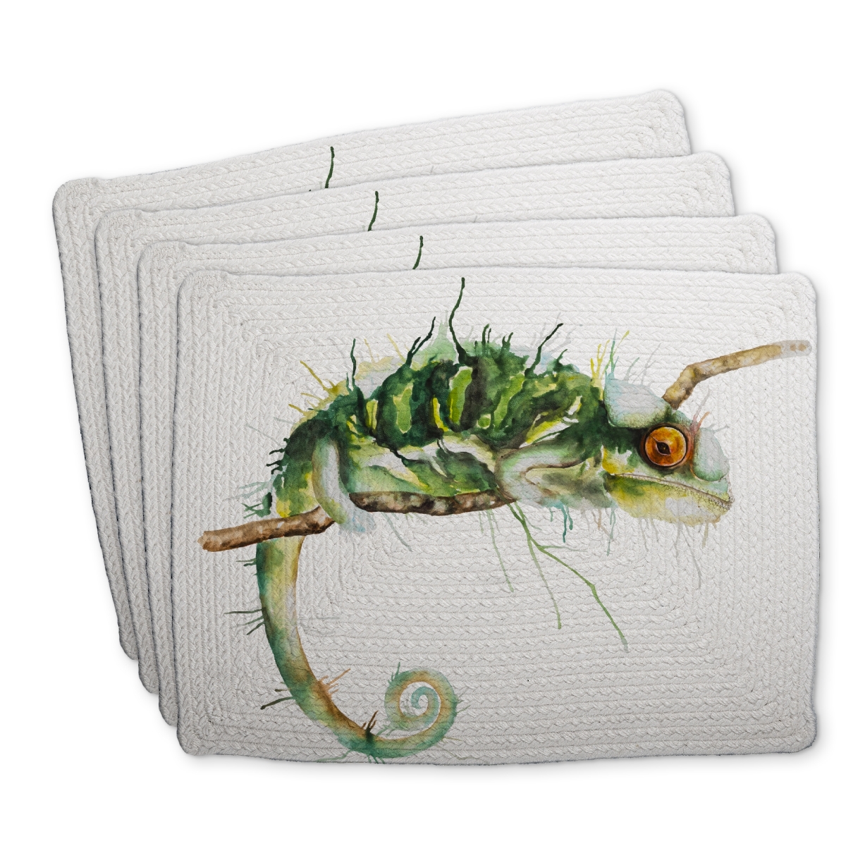 Picture of Begin Home Decor C4BP1418WQEA34 14 x 18 in. Chameleon on the Lookout - Braided Polyester Placemat - Home Decor - Set of 4