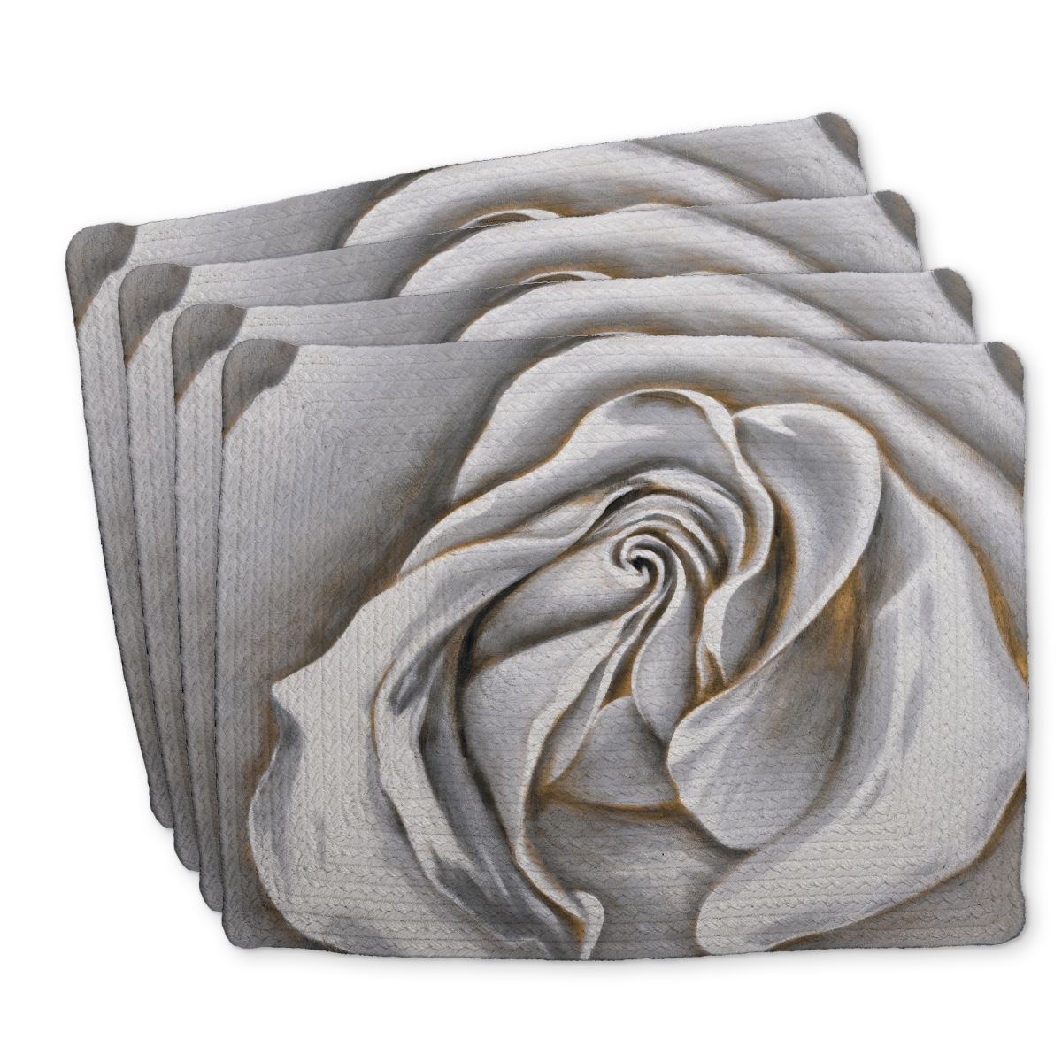 Picture of Begin Home Decor C4BP1418YDJ0VV 14 x 18 in. White Rose Delicate - Braided Polyester Placemat for Home Decor - Set of 4