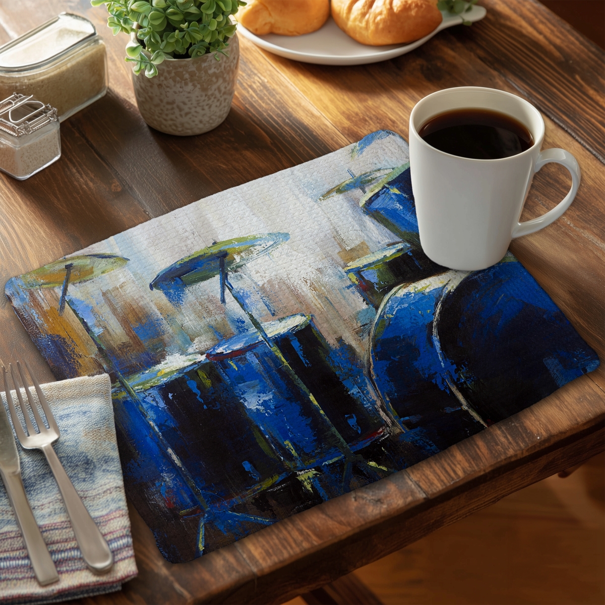 Picture of Begin Home Decor C4BP14181MBHO4 14 x 18 in. Abstract Drums Braided Polyester Placemat - Home Decor - Set of 4