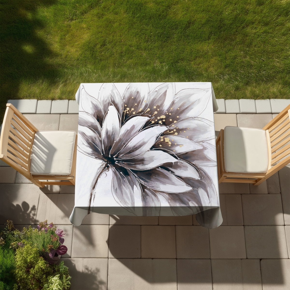 Picture of Begin Home Decor C1TC5858Q31SB0 58 x 58 in. Purple Flower with Gold Center Tablecloth - Floral Home Decor