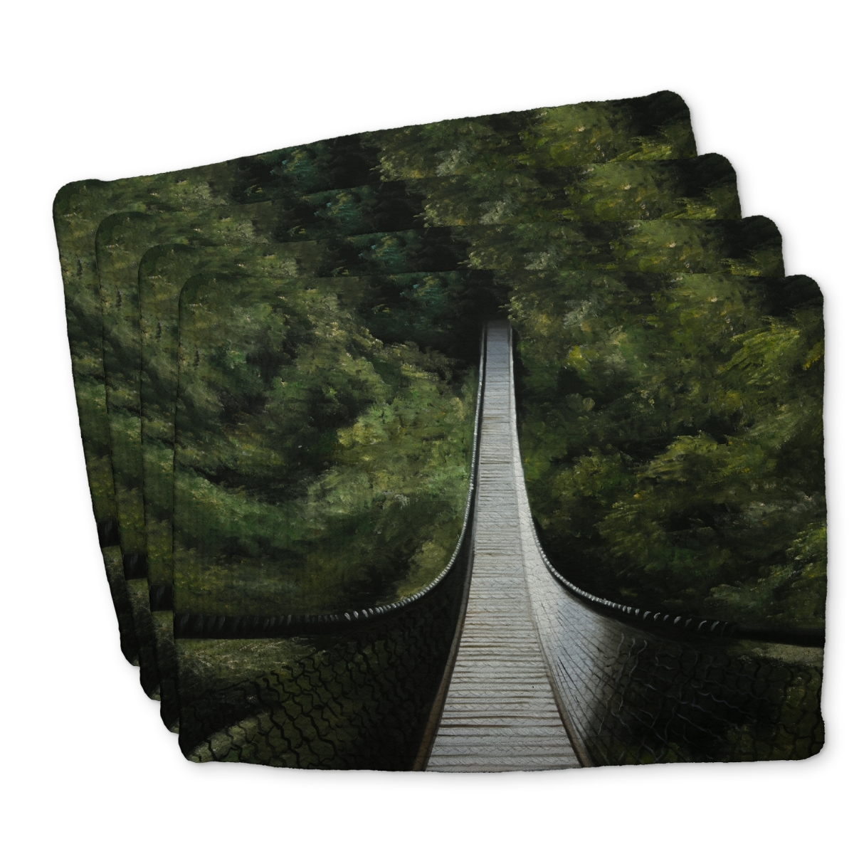 Picture of Begin Home Decor C4BP1418GL6CA9 14 x 18 in. Suspended Bridge in the Forest - Braided Polyester Placemat - Set of 4