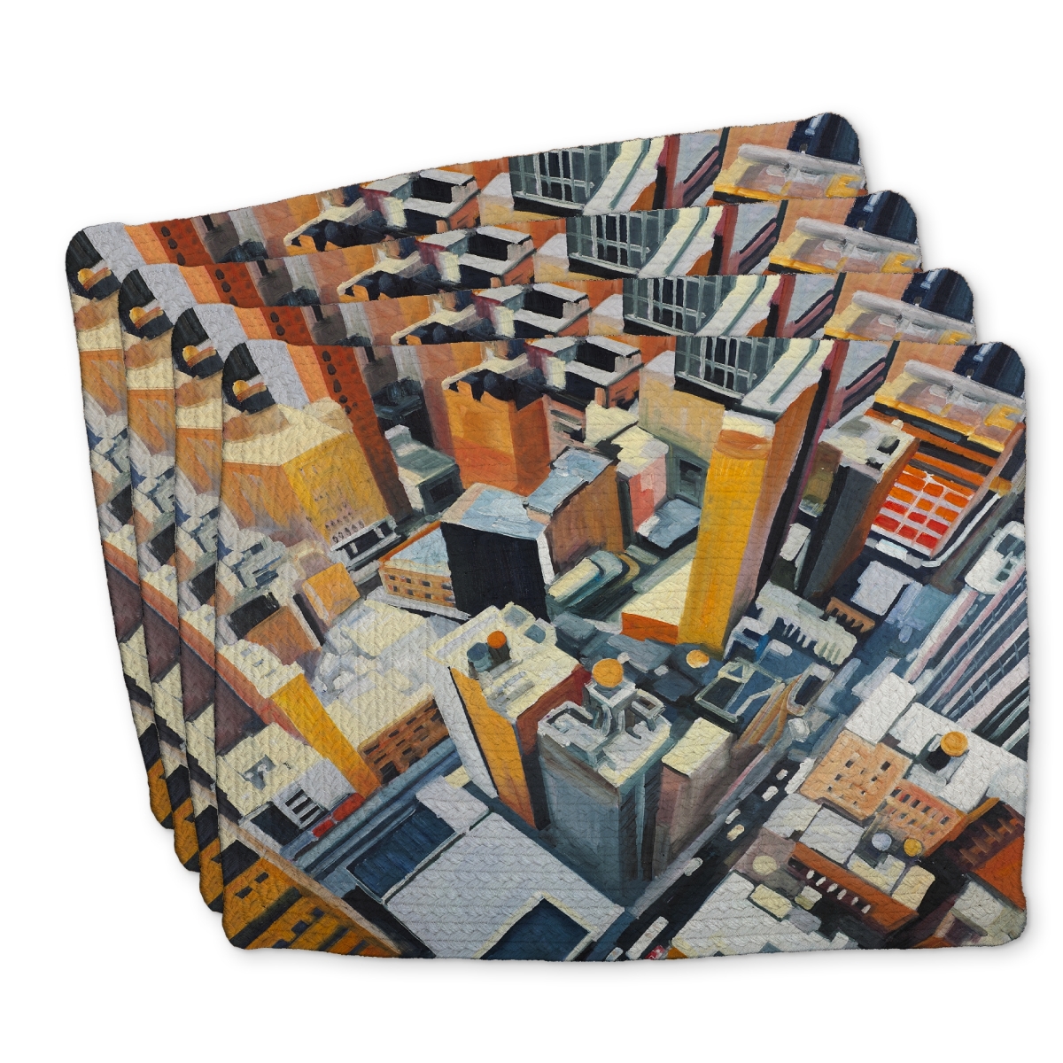 Picture of Begin Home Decor C4BP1418FF4QSF 14 x 18 in. High Top View of   York Buildings - Braided Polyester Placemat - Set of 4
