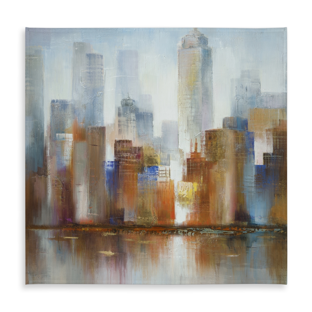 Picture of Begin Home Decor C1TC5858I2RTZI 58 x 58 in. Cityscape in the Fog - Beige Indoor & Outdoor Tablecloth