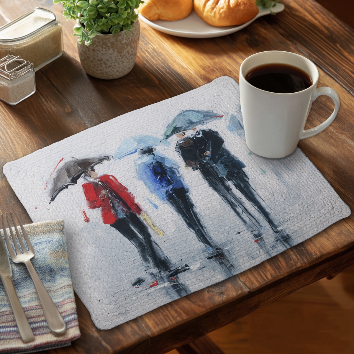 Picture of Begin Home Decor C4BP1418GHTR12 14 x 18 in. Spring Shower Braided Polyester Placemat - Home Decor Accent - Set of 4