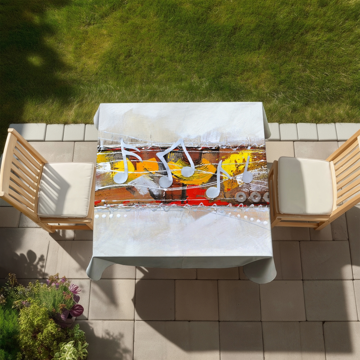Picture of Begin Home Decor C1TC58589O6T2T 58 x 58 in. Harmony Orange Indoor Outdoor Tablecloth for Living Room Decor
