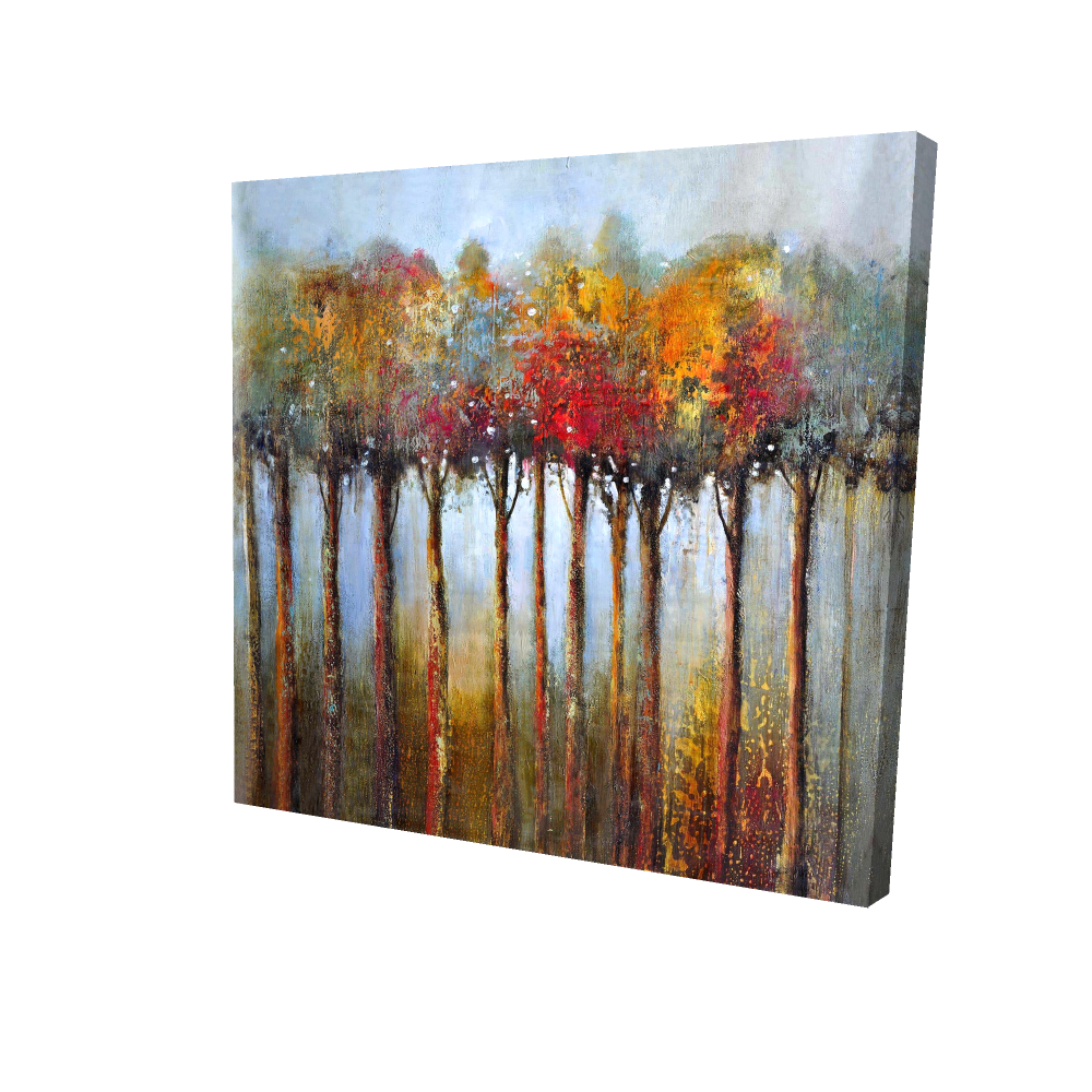 2080-0808-LA12 8 x 8 in. Colorful Leaves Trees Canvas - Blue Contemporary Wall Art