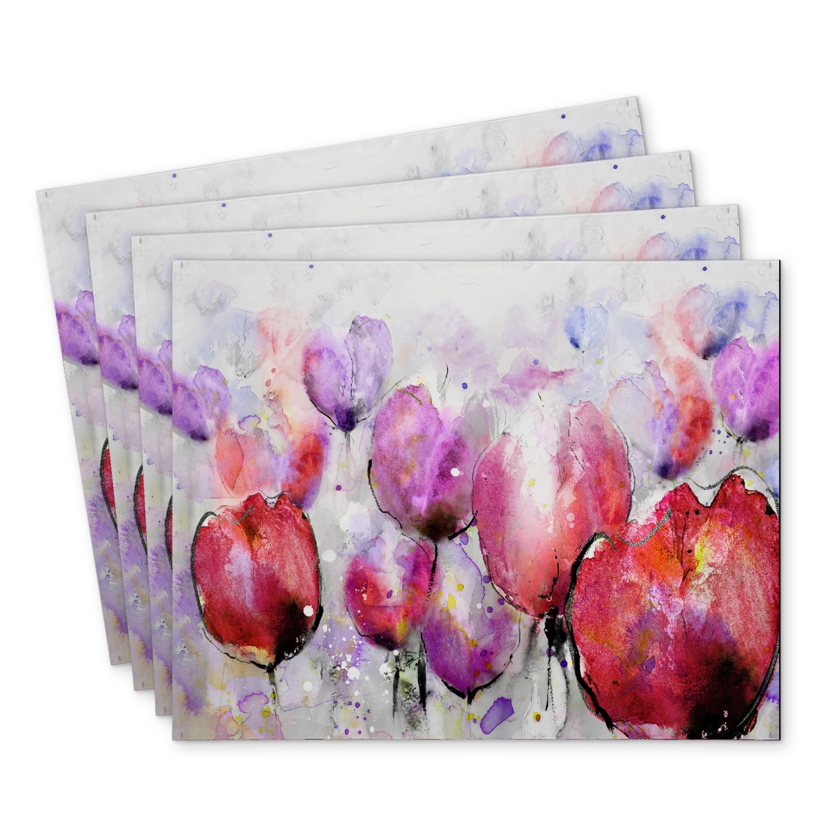 Picture of Begin Home Decor C4PP1418EDRQ3X 14 x 18 in. Pink Tulips Field Polyester Placemat - Home Decor Accent - Set of 4