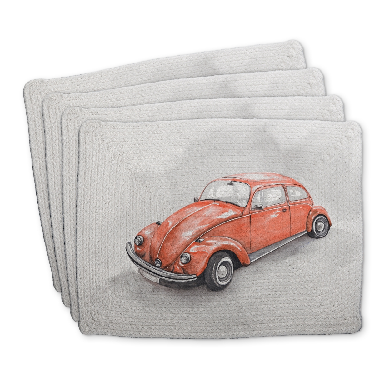Picture of Begin Home Decor C4BP1418I0GSZH 14 x 18 in. Vintage Red Beetle Braided Polyester Placemat - Home Decor - Set of 4
