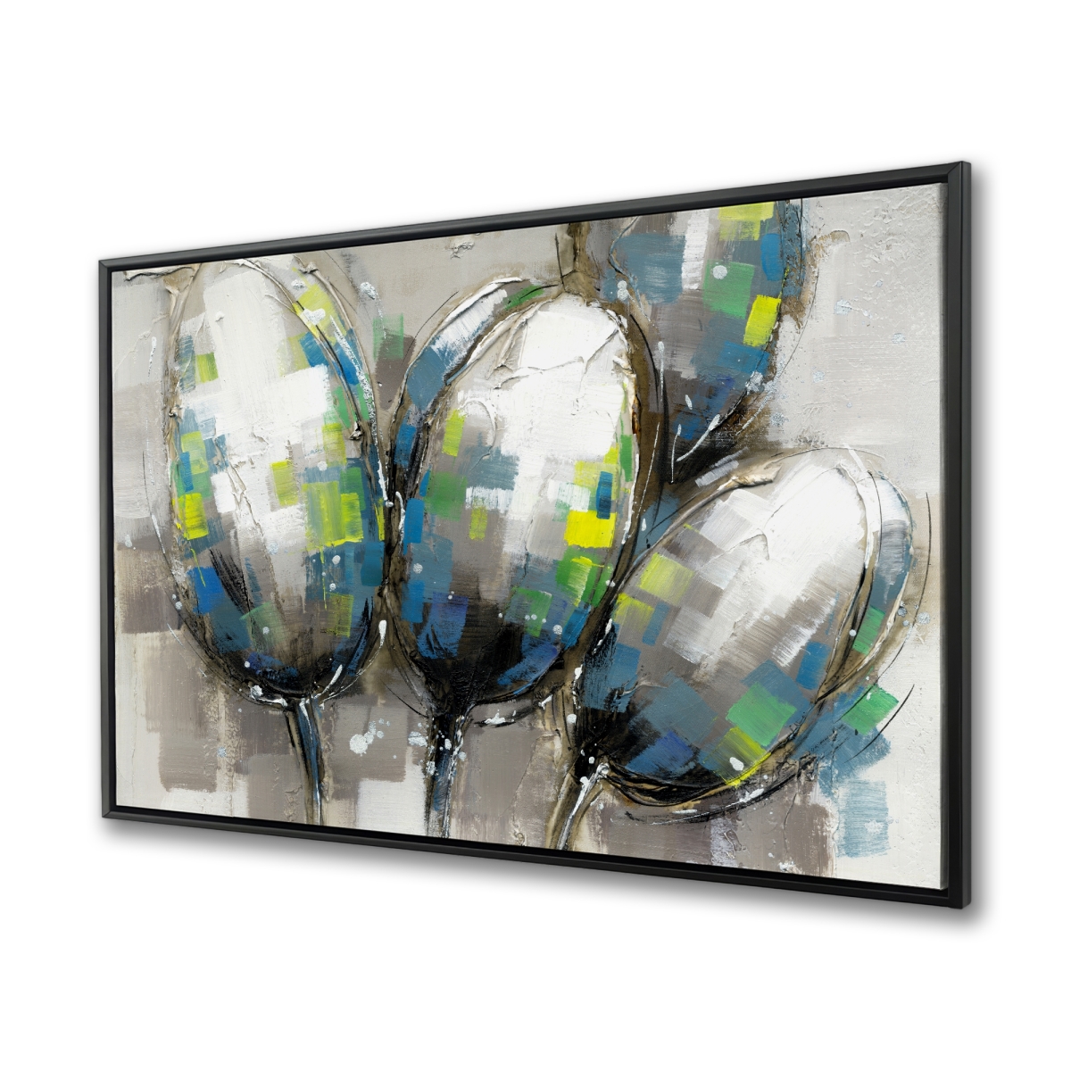 C1FC3648ER5R23 36 x 48 in. Abstract Blue Tulips - Framed Canvas Floral Home Decor