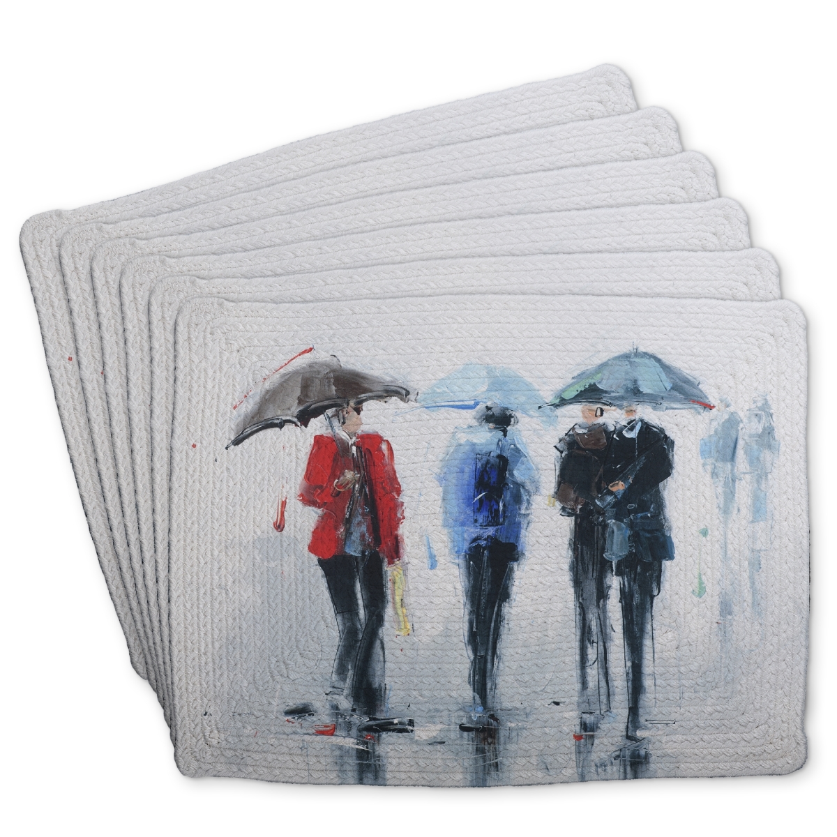 Picture of Begin Home Decor C6BP141882PW0P 14 x 18 in. Spring Shower Braided Polyester Placemat - Stylish Home Decor - Set of 6