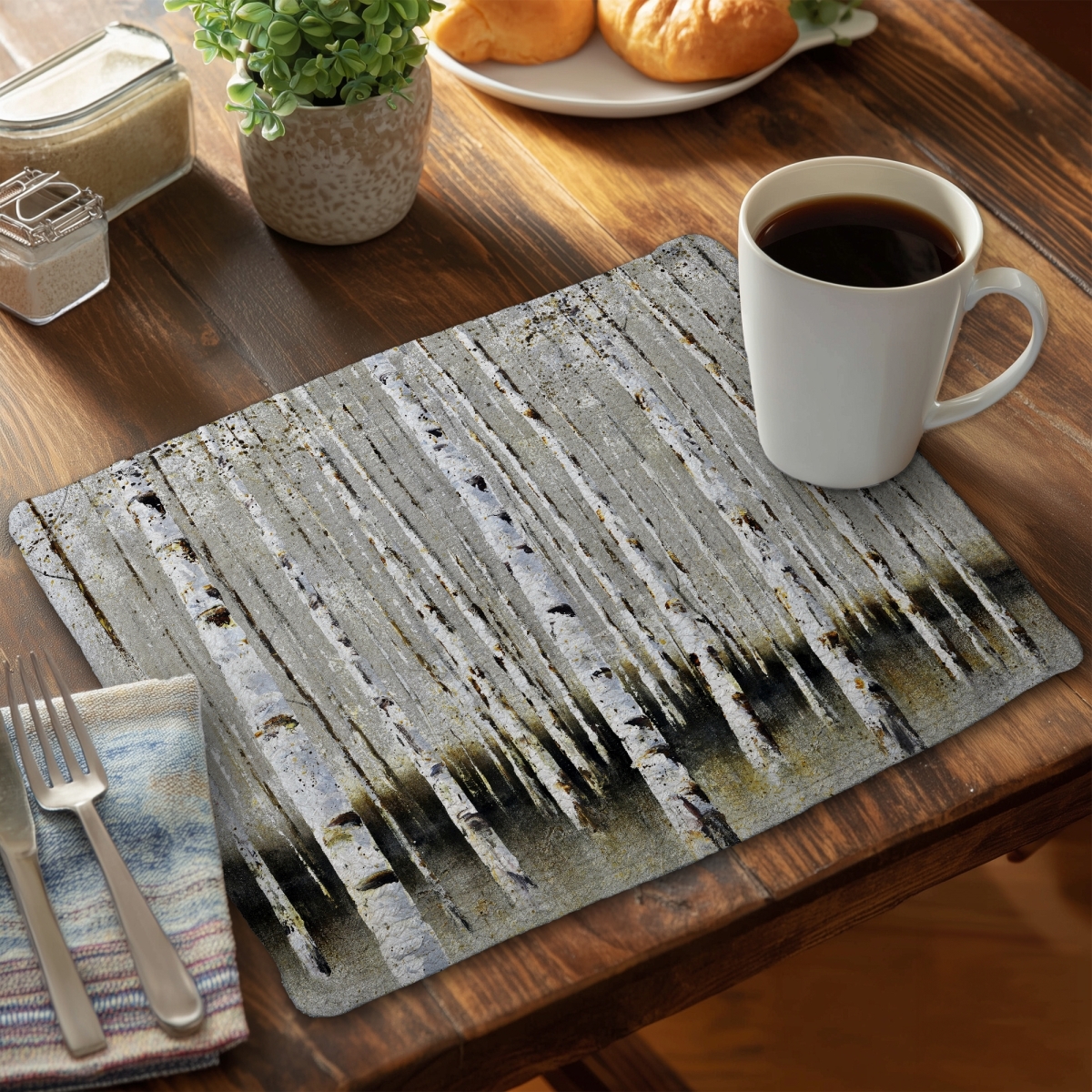 Picture of Begin Home Decor C4BP1418F6XK5G 14 x 18 in. Winter Forest Landscape Braided Polyester Placemat - Home Decor - Set of 4