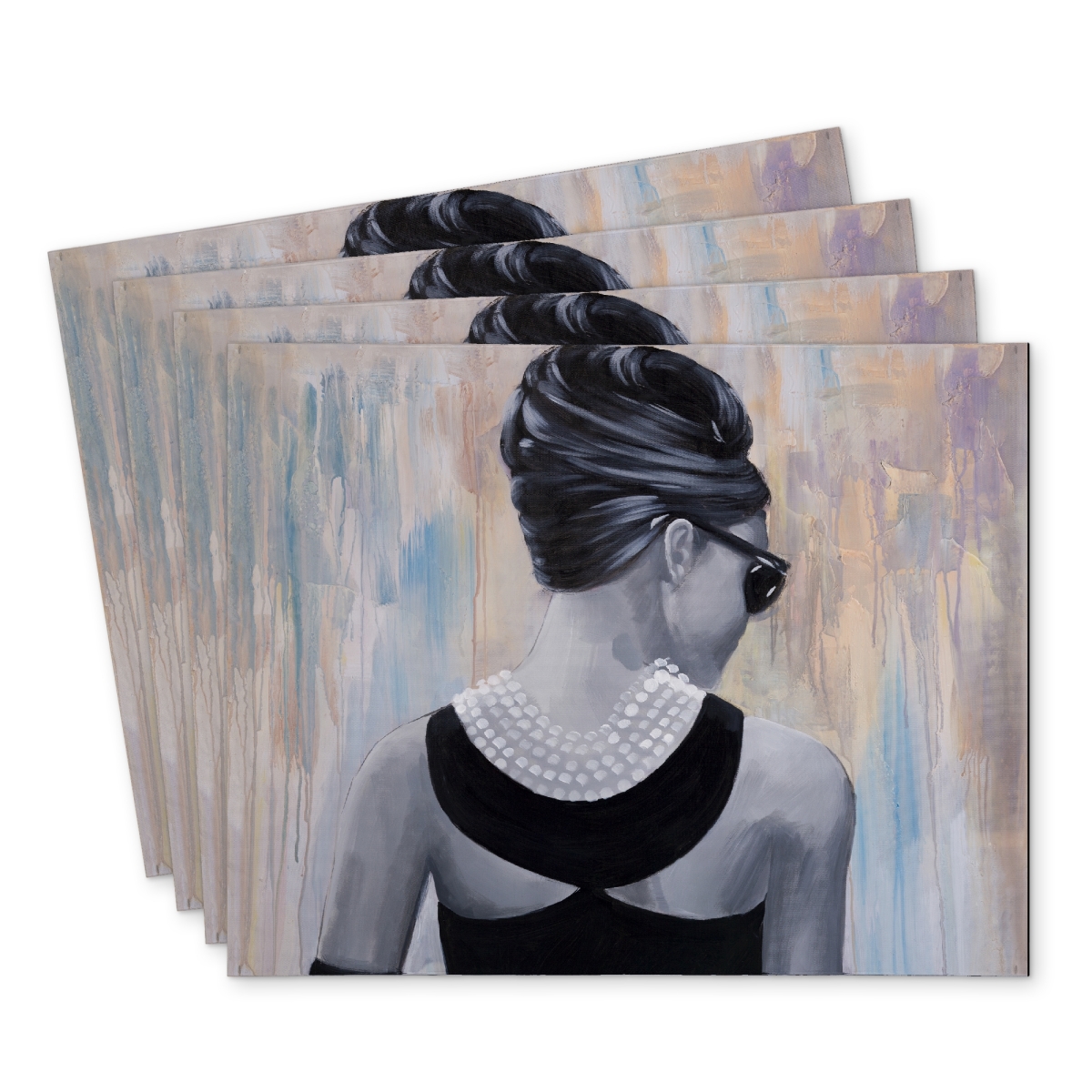 Picture of Begin Home Decor C4PP1418PPB1NS 14 x 18 in. Audrey Hepburn Polyester Placemat - Elegant Home Decor - Set of 4
