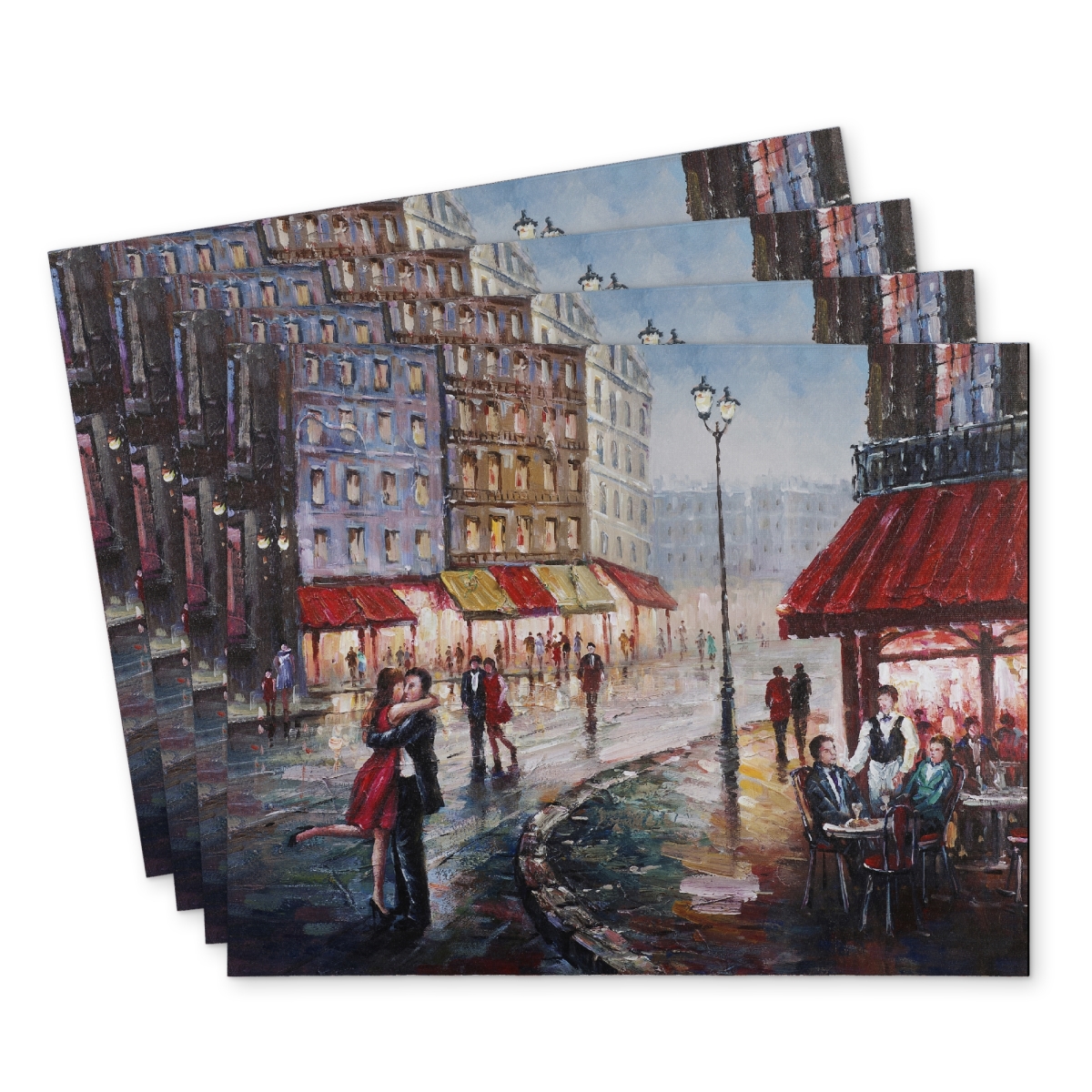 Picture of Begin Home Decor C4PP141848696C 14 x 18 in. Couple Kissing in the Street Polyester Placemat - Home Decor - Set of 4