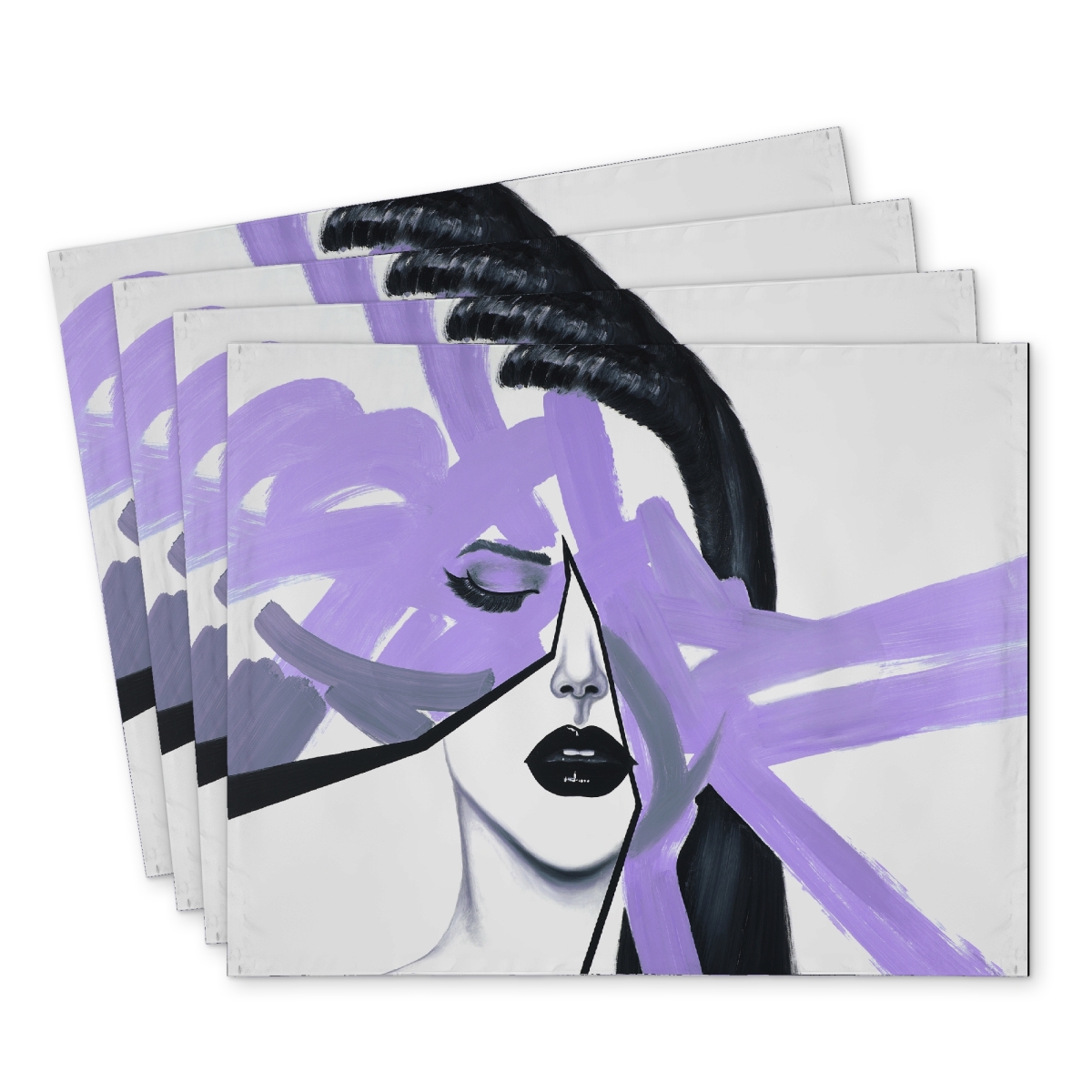 Picture of Begin Home Decor C4PP141830G1GU 14 x 18 in. Abstract Purple Woman Portrait - Polyester Placemat for Home Decor - Set of 4