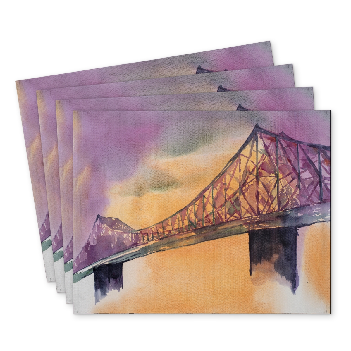 Picture of Begin Home Decor C4PP1418BJKD57 14 x 18 in. Montreal Jacques-Cartier Bridge Polyester Placemat - Home Decor - Set of 4