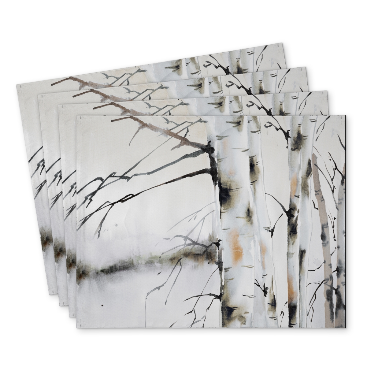 Picture of Begin Home Decor C4PP14183WDJ93 14 x 18 in. Winter Birches Polyester Placemat - Stylish Home Decor - Set of 4