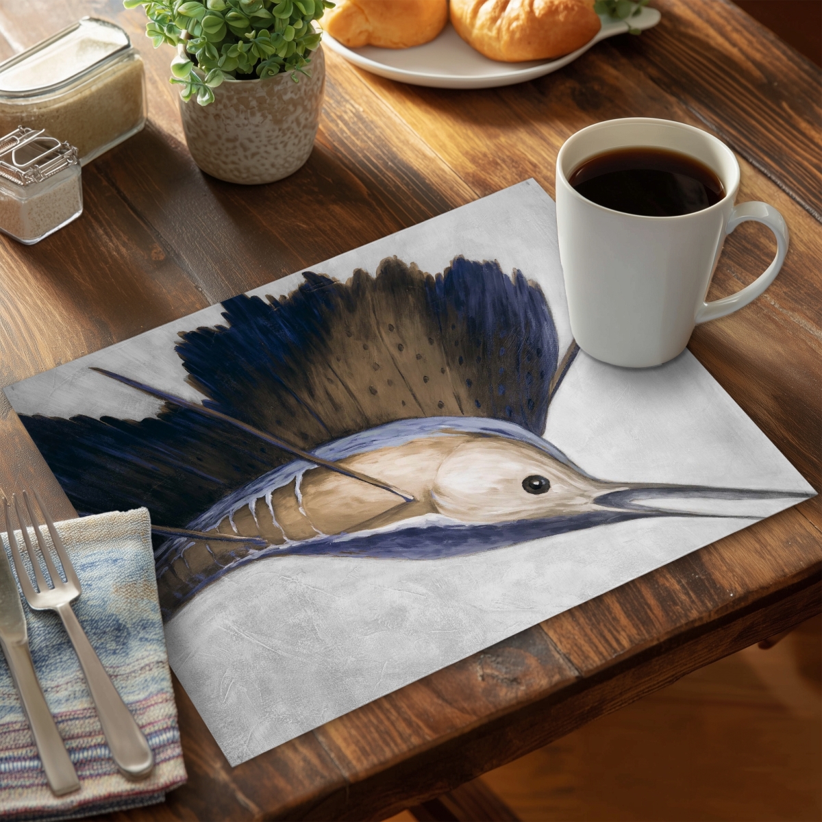 Picture of Begin Home Decor C4PP1418KFX702 14 x 18 in. Abstract Swordfish Polyester Placemat - Home Decor Accent - Set of 4