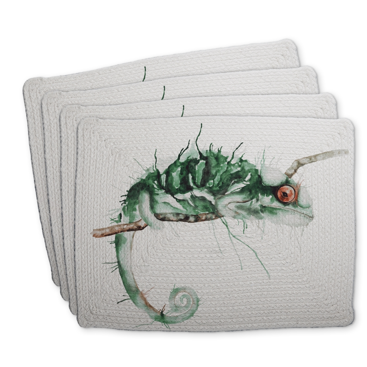 Picture of Begin Home Decor C4BP1418D4M1KV 14 x 18 in. Chameleon on the Lookout - Braided Polyester Placemat - Home Decor - Set of 4