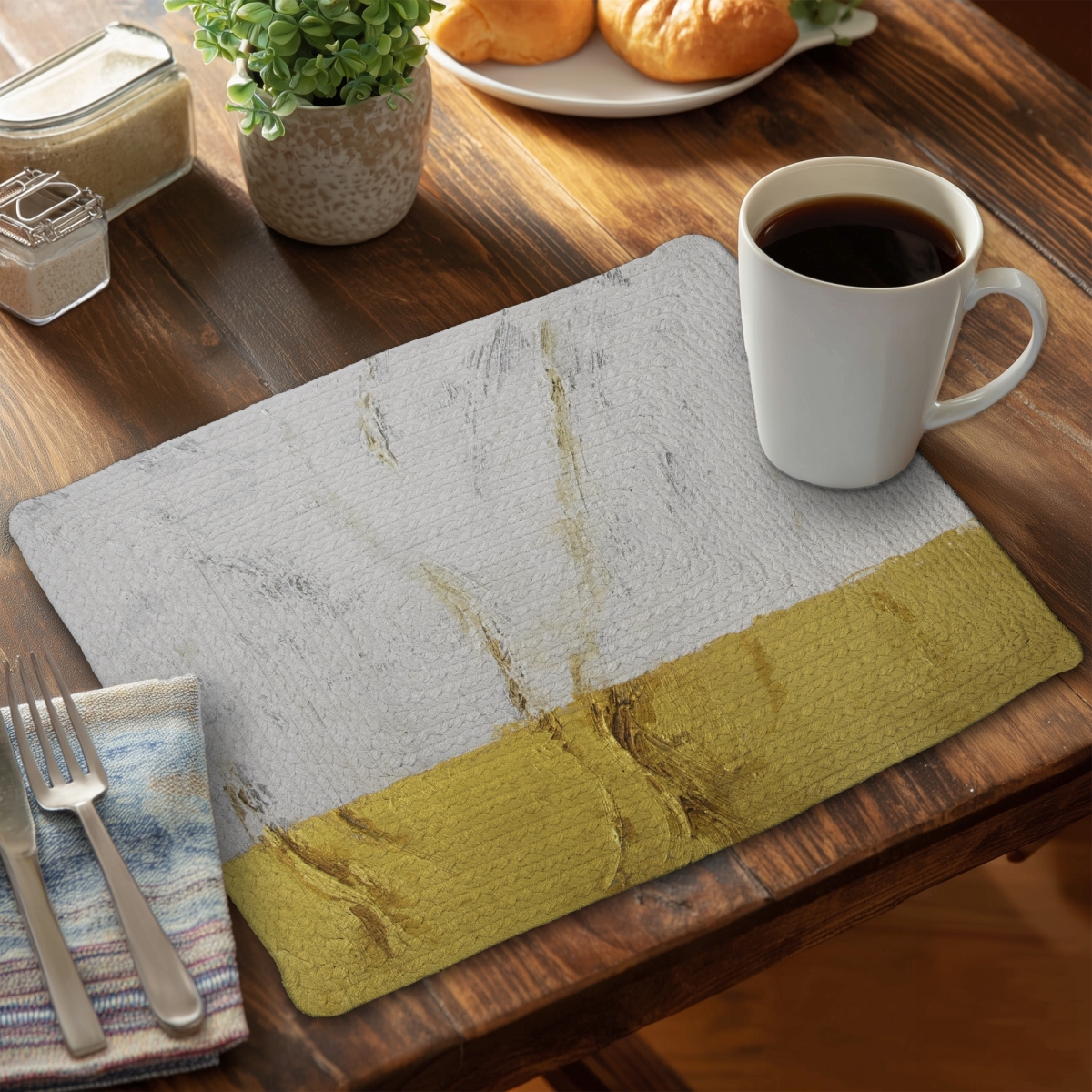 Picture of Begin Home Decor C4BP1418HI25PV 14 x 18 in. Golden Shine Braided Polyester Placemat for Home Decor - Set of 4