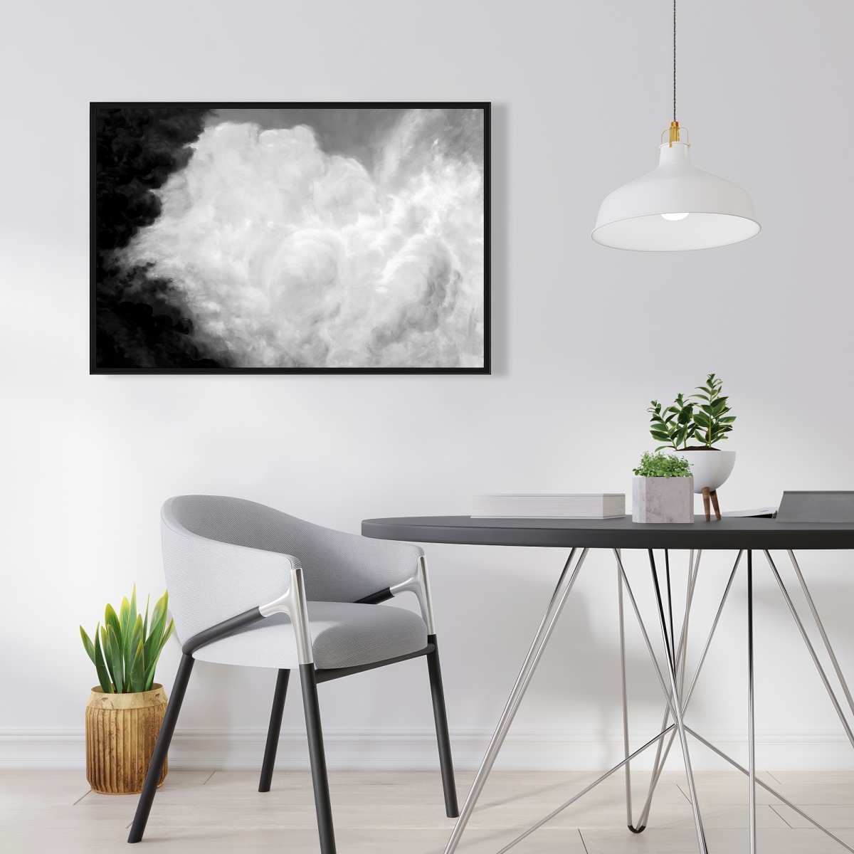 C1FC2436619NB4 24 x 36 in. Dark Monochrome Clouds - Landscapes Bathroom Canvas Decor