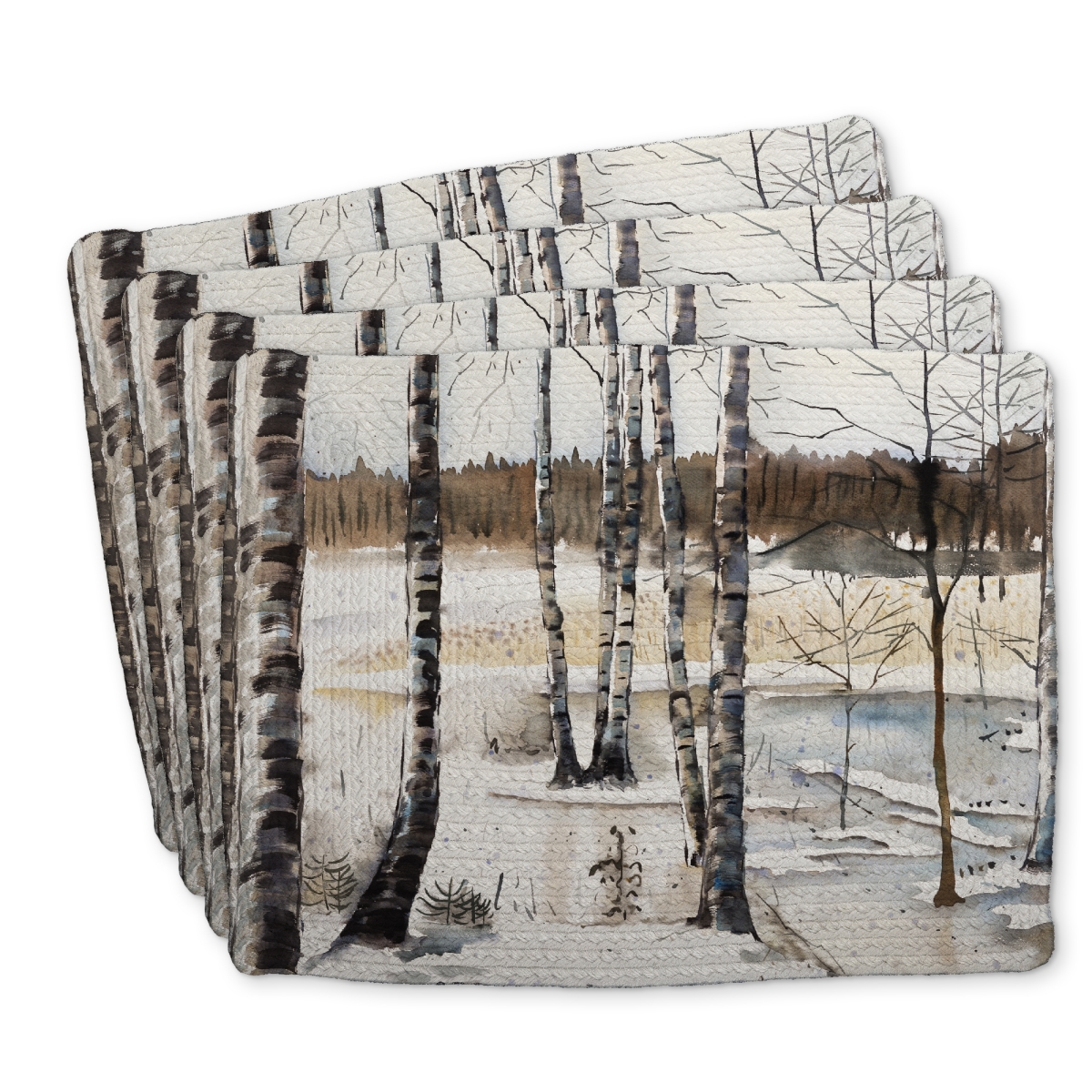 Picture of Begin Home Decor C4BP1418SV7015 14 x 18 in. Winter Swamp Braided Polyester Placemat - Home Decor Accent - Set of 4
