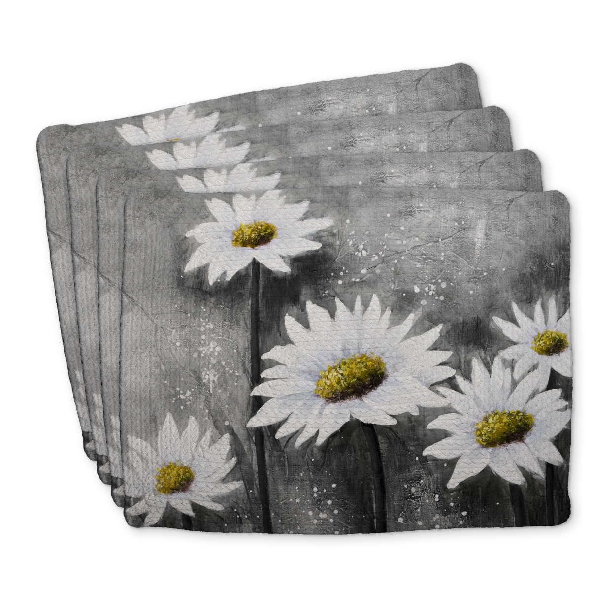 Picture of Begin Home Decor C4BP1418LR7ZAG 14 x 18 in. Daisies Braided Polyester Placemats for Home Decor - Stylish Set - Set of 4