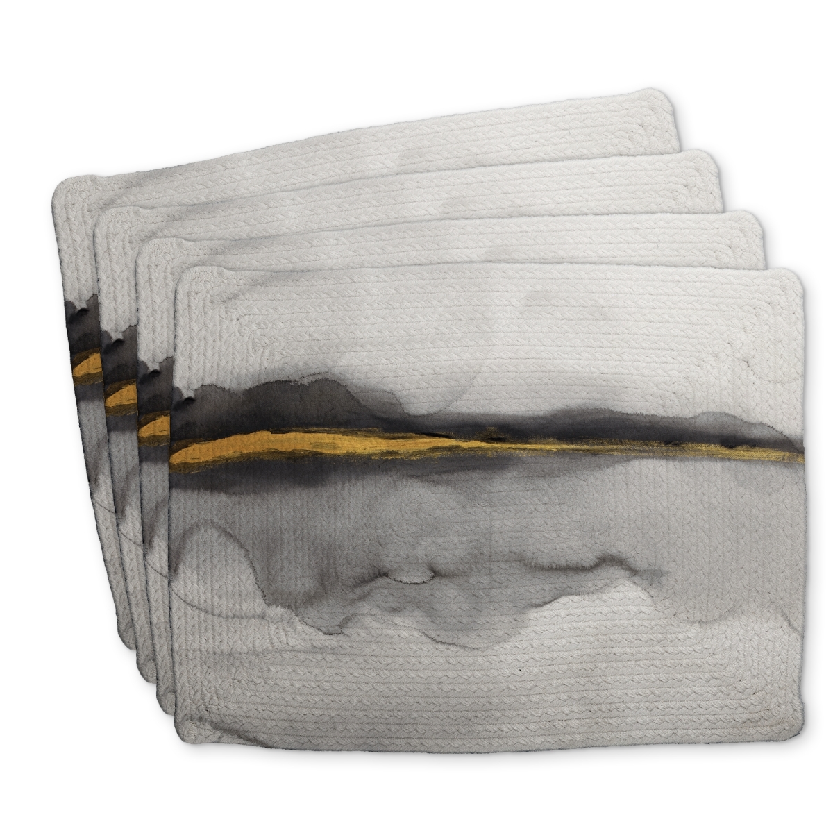 Picture of Begin Home Decor C4BP1418Z473AC 14 x 18 in. Gold Stripe Abstract Braided Polyester Placemat - Home Decor - Set of 4