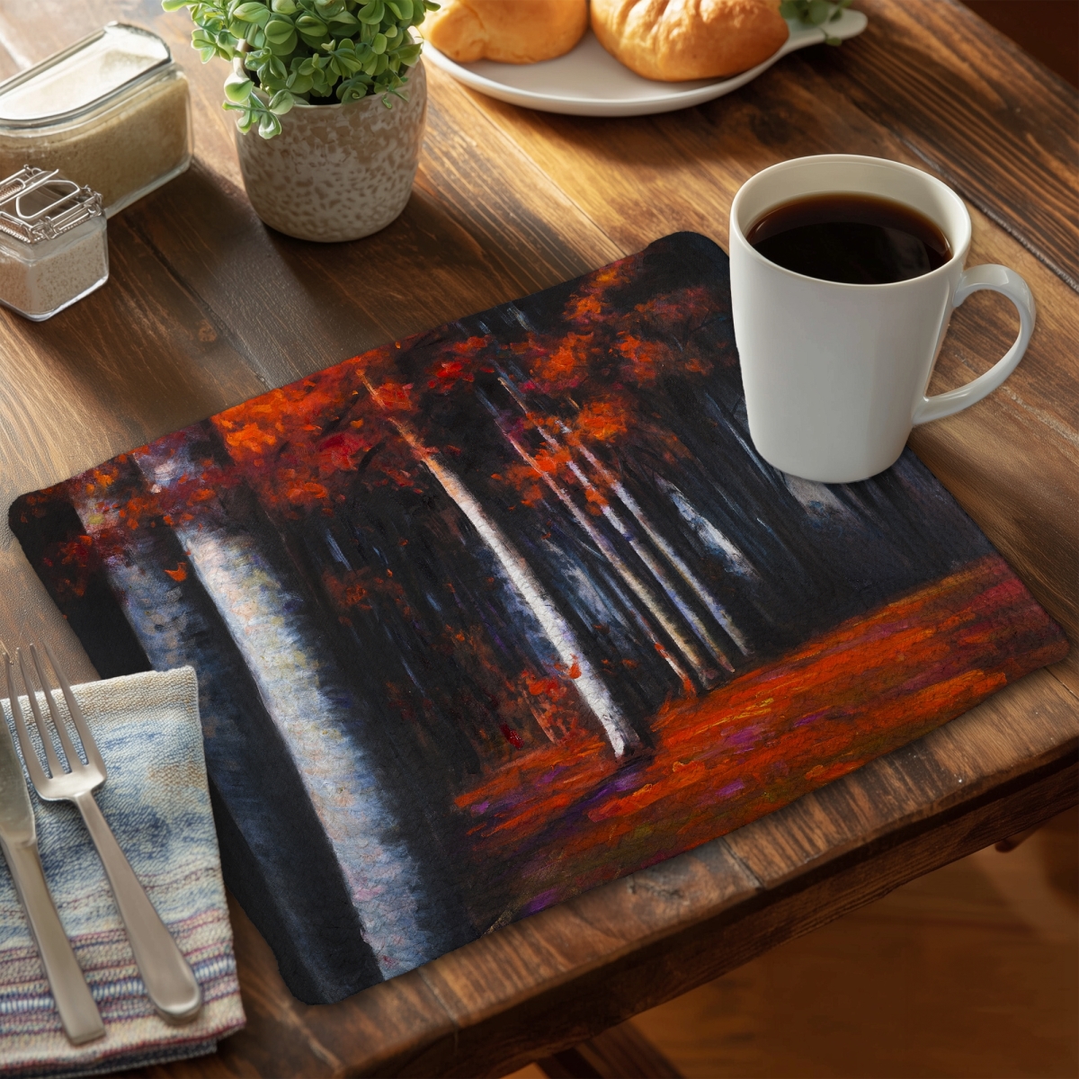 Picture of Begin Home Decor C4BP141819SGYP 14 x 18 in. Mysterious Forest Braided Polyester Placemat - Home Decor - Set of 4