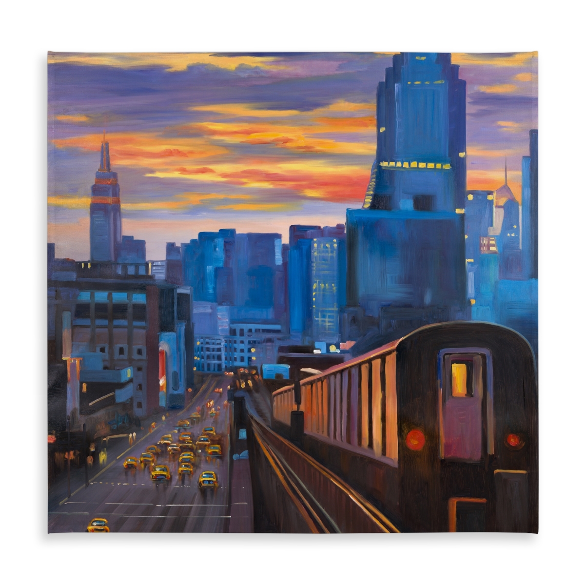 Picture of Begin Home Decor C1TC58589Z0J8J 58 x 58 in. Bedroom Orange Indoor & Outdoor Tablecloth - Subway NYC Decor