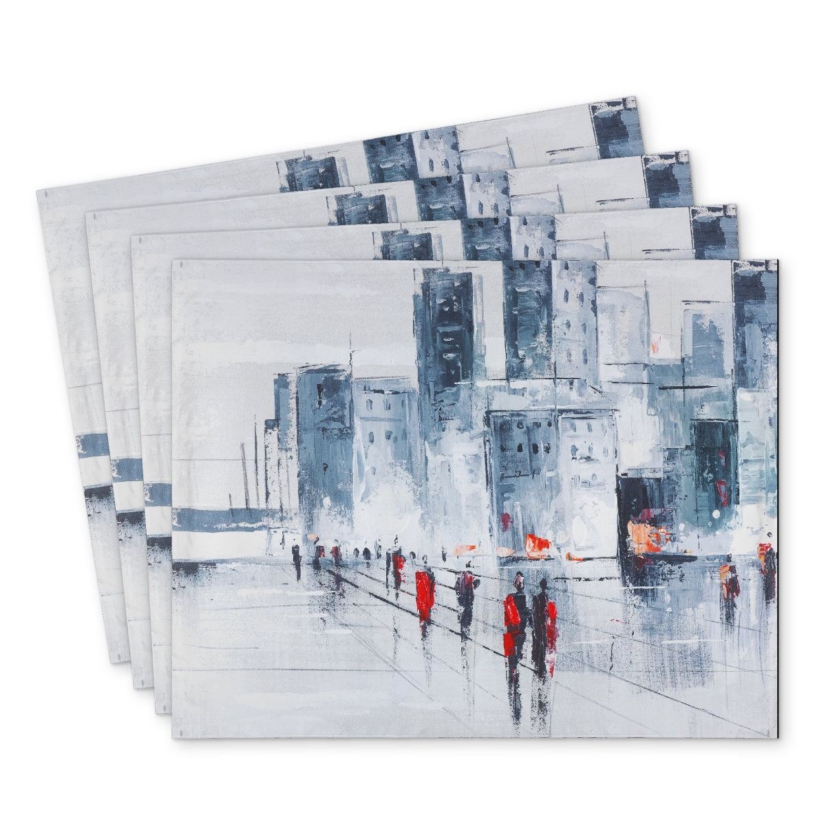 Picture of Begin Home Decor C4PP1418HM8SJF 14 x 18 in. Walk in the City Polyester Placemat - Stylish Home Decor - Set of 4
