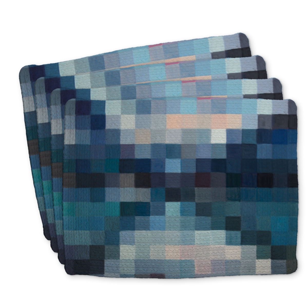 Picture of Begin Home Decor C4BP14189SKVDF 14 x 18 in. Pixelated Mountainous Landscape - Braided Polyester Placemat - Set of 4