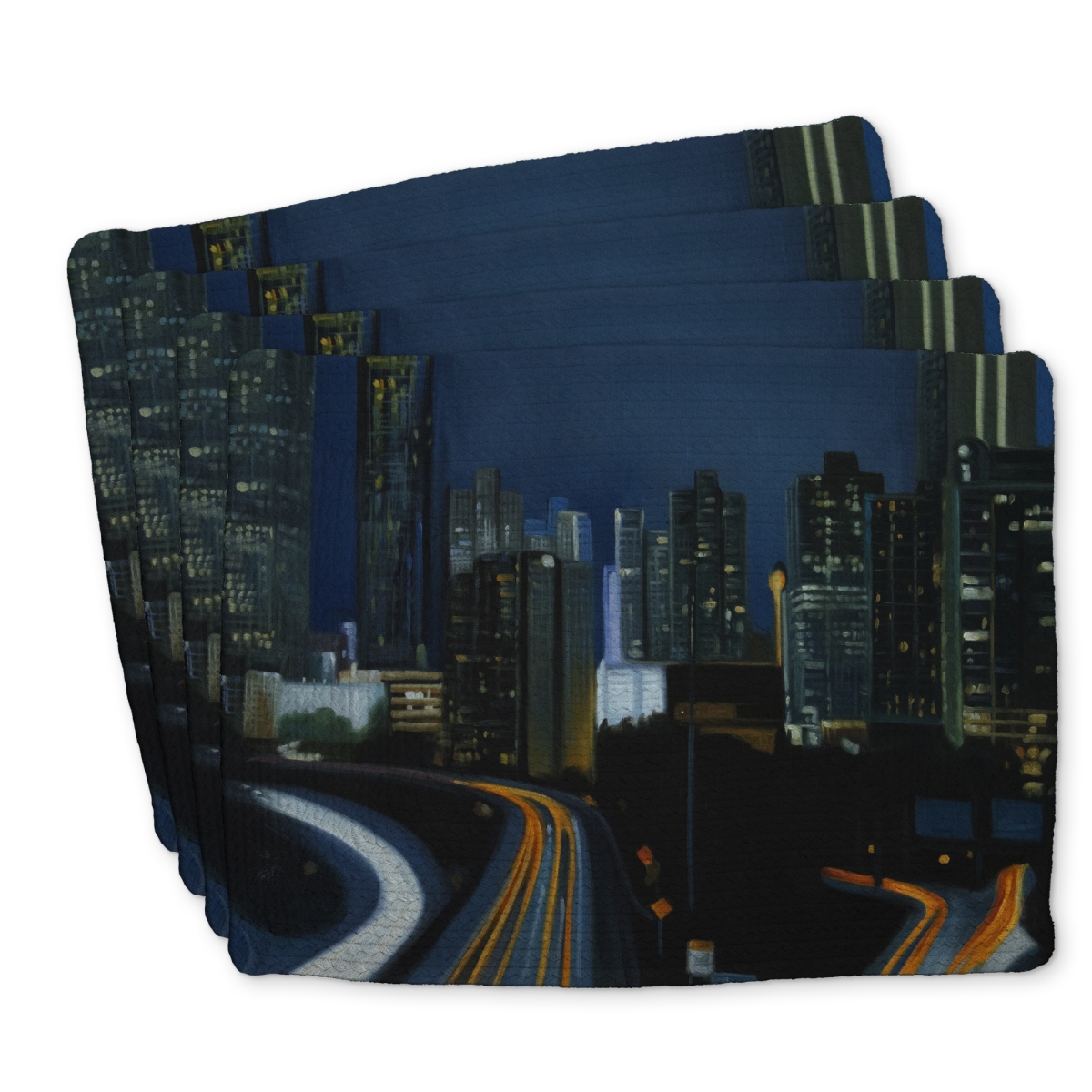 Picture of Begin Home Decor C4BP1418C7X7KR 14 x 18 in. Atlanta At Night Braided Polyester Placemat - Home Decor - Set of 4
