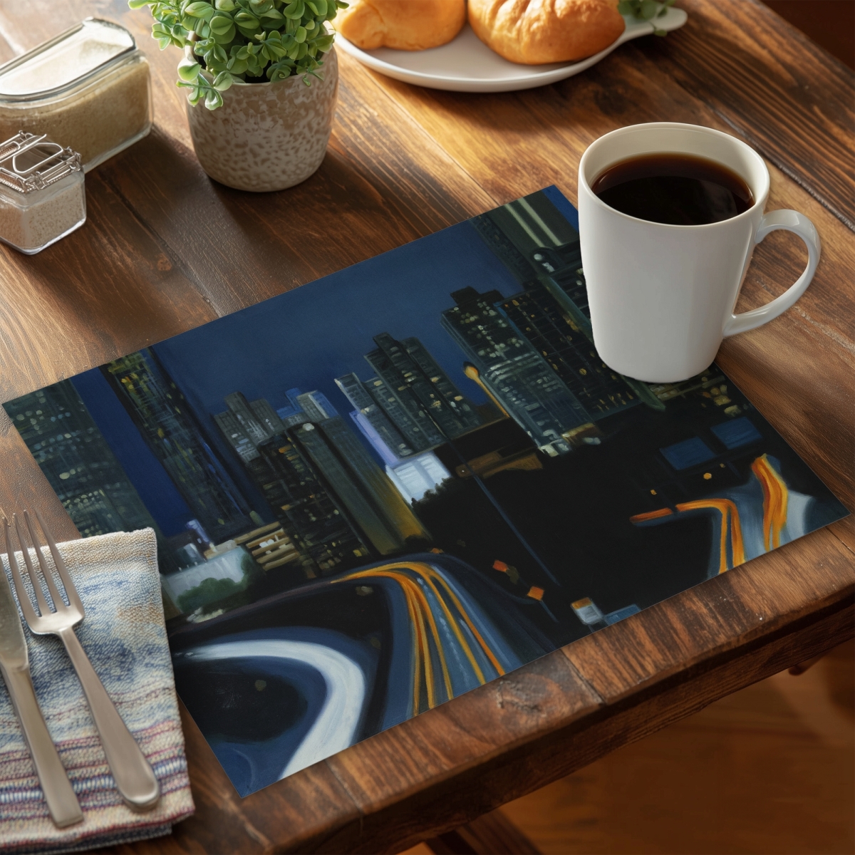 Picture of Begin Home Decor C4PP14180QPWXL 14 x 18 in. Atlanta At Night Polyester Placemat - Home Decor Accent - Set of 4