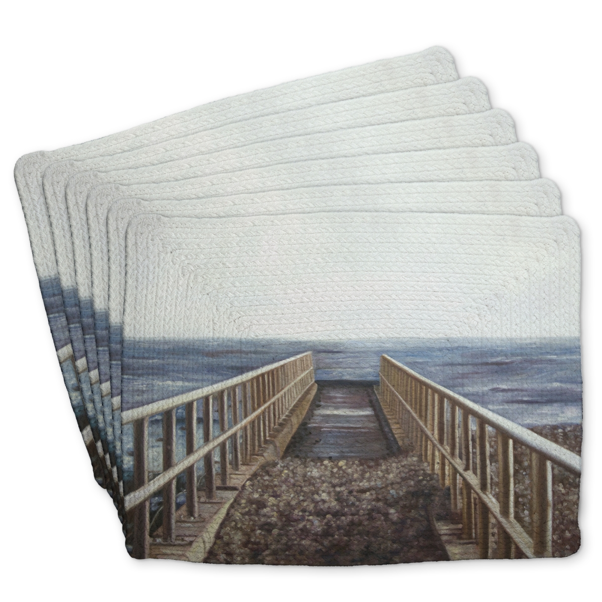 Picture of Begin Home Decor C6BP14182AOXFM 14 x 18 in. Relaxing Beach Braided Polyester Placemat for Home Decor - Set of 6