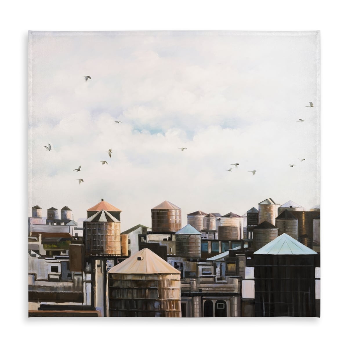 Picture of Begin Home Decor C1TC5858YDM2QZ 58 x 58 in. Water Towers with Birds Tablecloth - Contemporary Home Decor