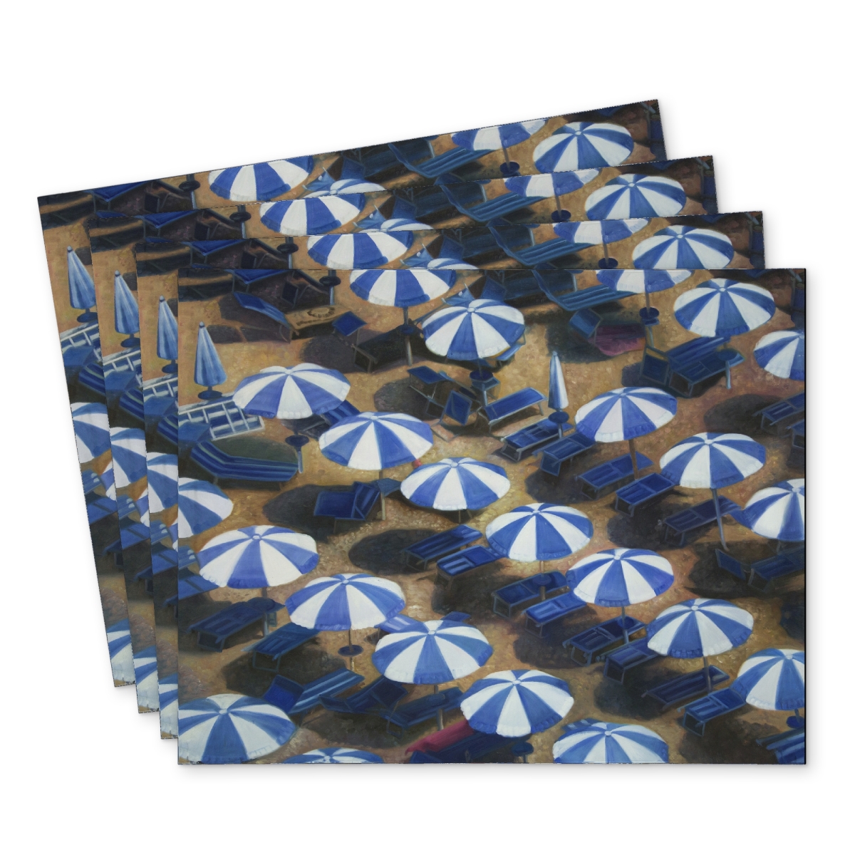Picture of Begin Home Decor C4PP14186S2AOE 14 x 18 in. Beach Umbrellas - Stylish Polyester Placemats for Home Decor - Set of 4