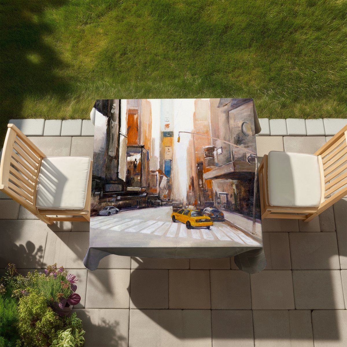Picture of Begin Home Decor C1TC5858MP3U66 58 x 58 in.  -York City Center Tablecloth - Indoor Outdoor Home Decor
