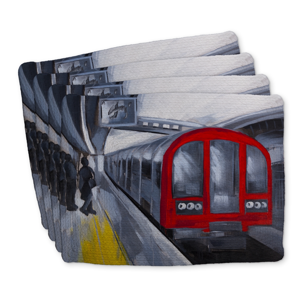 Picture of Begin Home Decor C4BP1418M7I47O 14 x 18 in. People Waiting Metro Braided Polyester Placemat - Home Decor - Set of 4