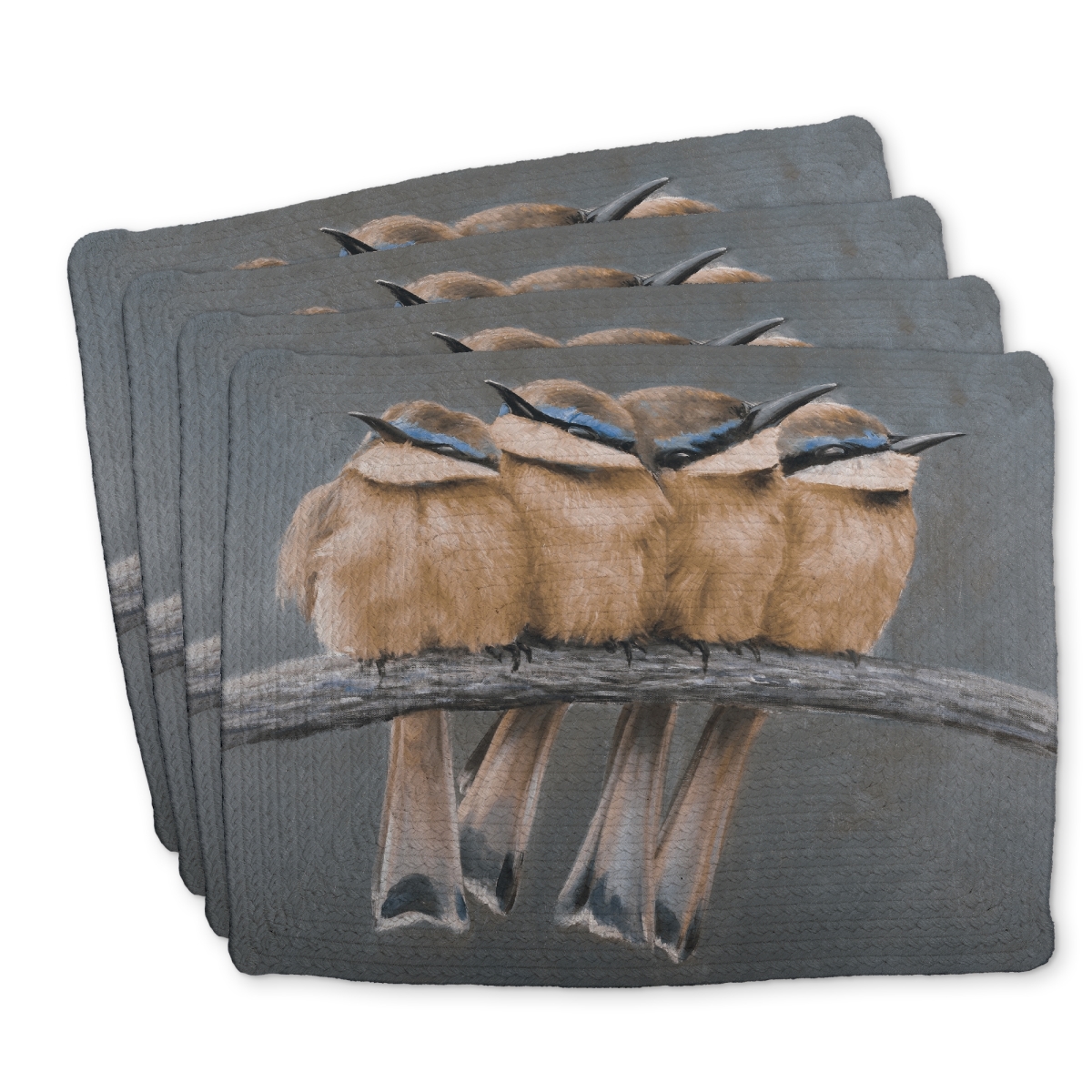 Picture of Begin Home Decor C4BP1418MBDXO1 14 x 18 in. Four Birds on a Branch Braided Polyester Placemat - Home Decor - Set of 4