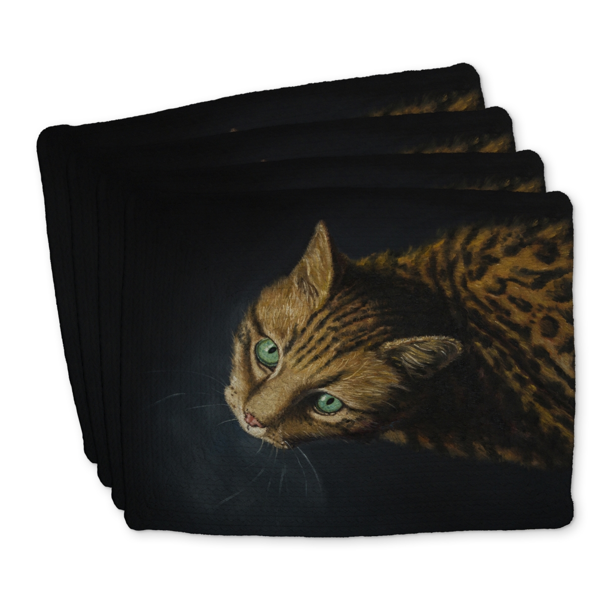 Picture of Begin Home Decor C4BP1418OTSIBY 14 x 18 in. Bengal Cat Braided Polyester Placemat - Elegant Home Decor - Set of 4