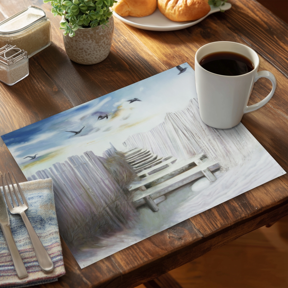 Picture of Begin Home Decor C4PP1418D6R611 14 x 18 in. Break At the Beach Polyester Placemat for Home Decor - Stylish - Set of 4