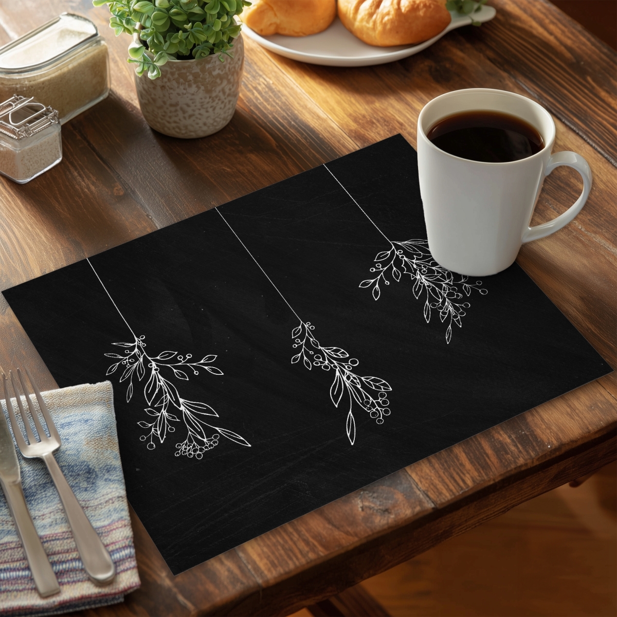 Picture of Begin Home Decor C4PP1418BJOVPD 14 x 18 in. Mistletoe Polyester Placemat - Stylish Home Decor Accent - Set of 4