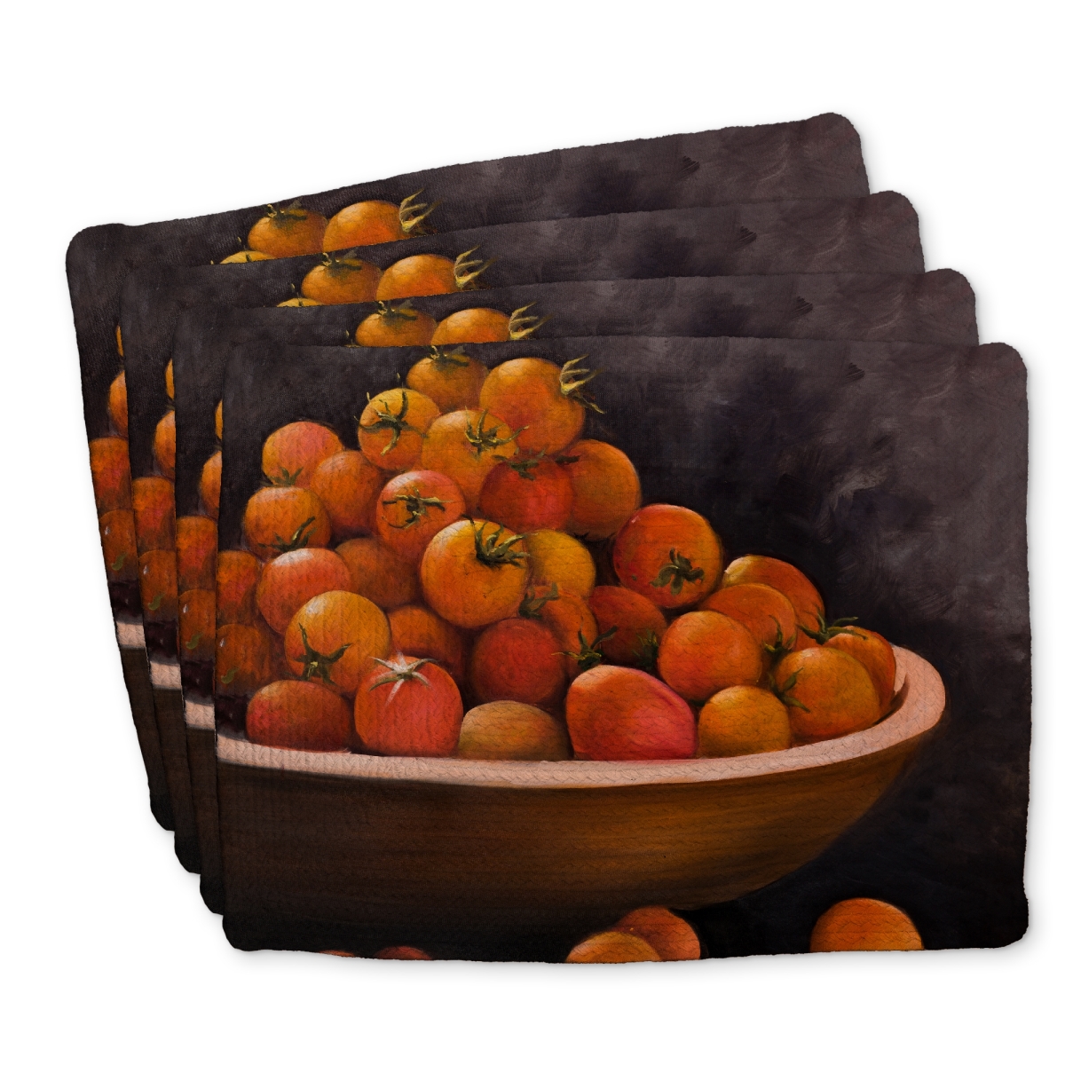 Picture of Begin Home Decor C4BP1418PO6ZZ6 14 x 18 in. Bowl of Cherry Tomatoes - Braided Polyester Placemat for Home Decor - Set of 4