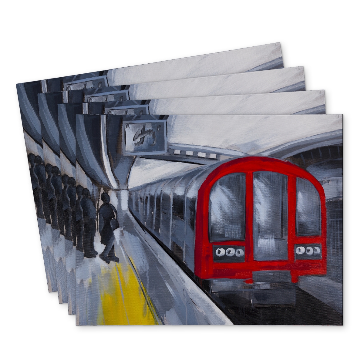 Picture of Begin Home Decor C4PP141883P6UM 14 x 18 in. People Waiting Metro Polyester Placemat - Home Decor Accent - Set of 4