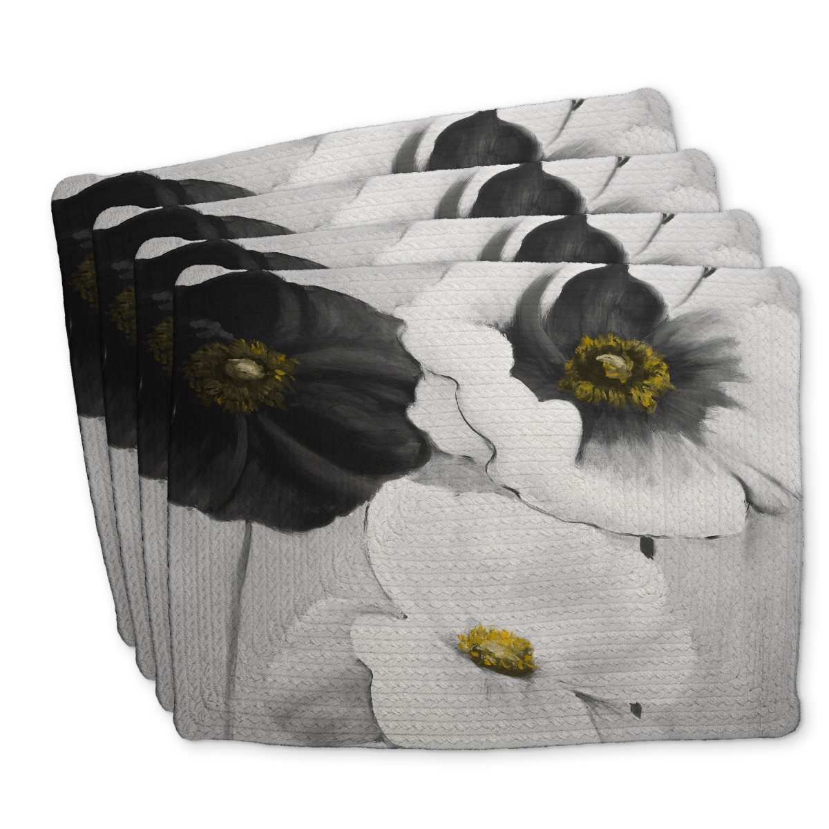 Picture of Begin Home Decor C4BP1418K1KC8R 14 x 18 in. Assorted White Flowers Braided Polyester Placemat - Home Decor - Set of 4