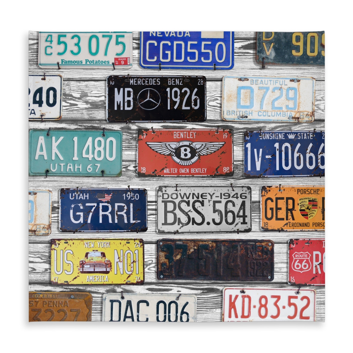 Picture of Begin Home Decor C1TC5858FXDTEG 58 x 58 in. Vintage Plates Registration - Gray Tablecloth for Home Decor