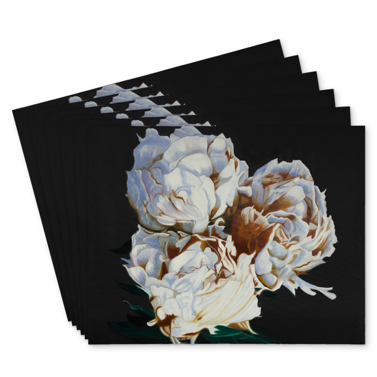 Picture of Begin Home Decor C6PP1418CZOW07 14 x 18 in. Blooming Peonies Polyester Placemat - Elegant Home Decor - Set of 6