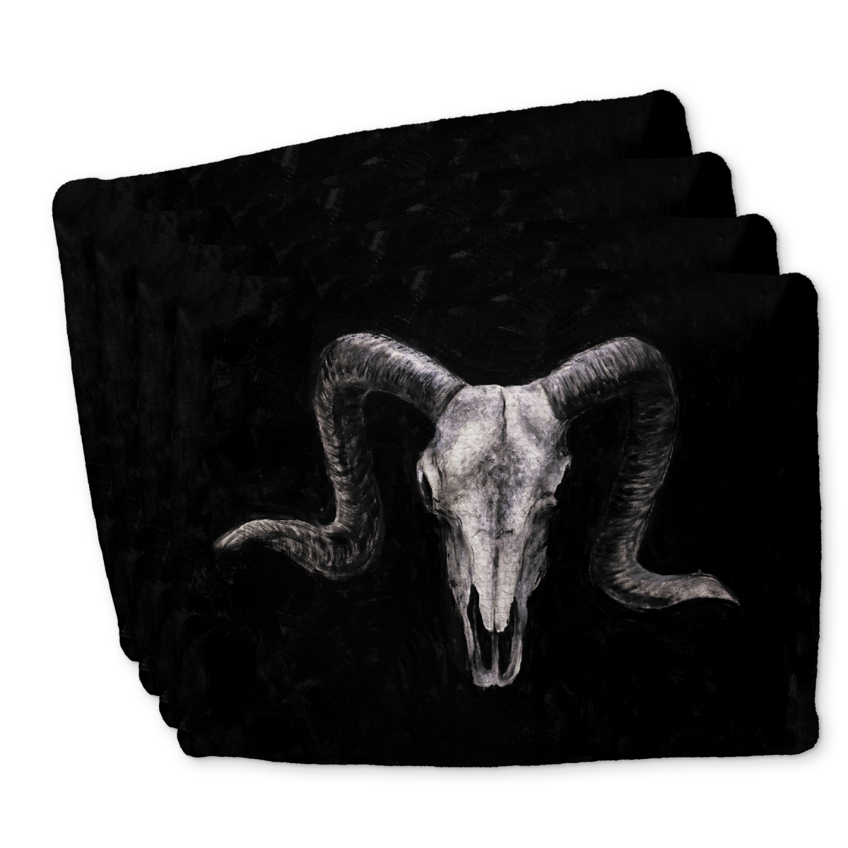 Picture of Begin Home Decor C4BP14184HVGW7 14 x 18 in. Ram Skull Grunge Style Braided Polyester Placemat - Home Decor - Set of 4