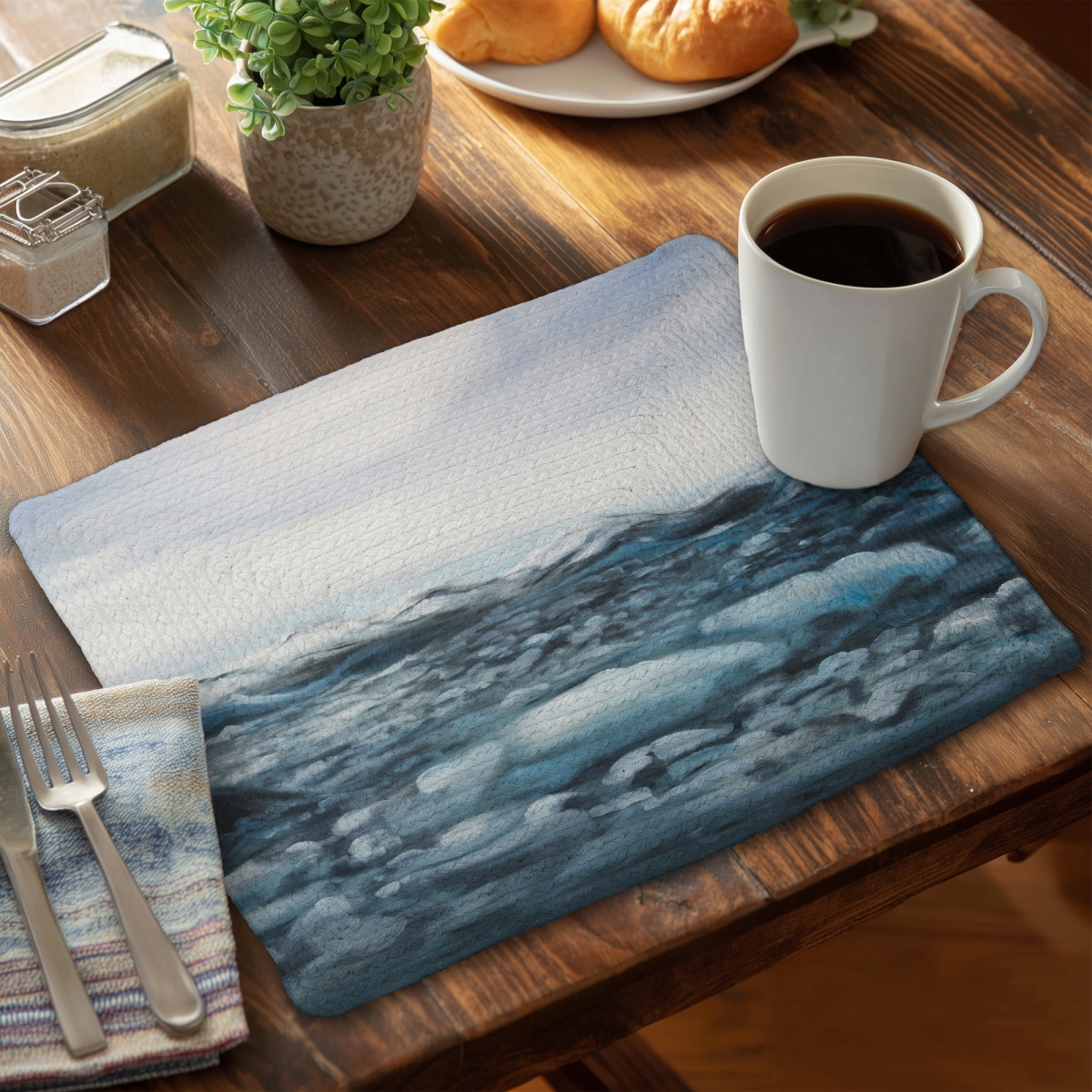 Picture of Begin Home Decor C4BP1418VV6SIZ 14 x 18 in. Glaciers in Iceland Braided Polyester Placemat - Home Decor - Set of 4