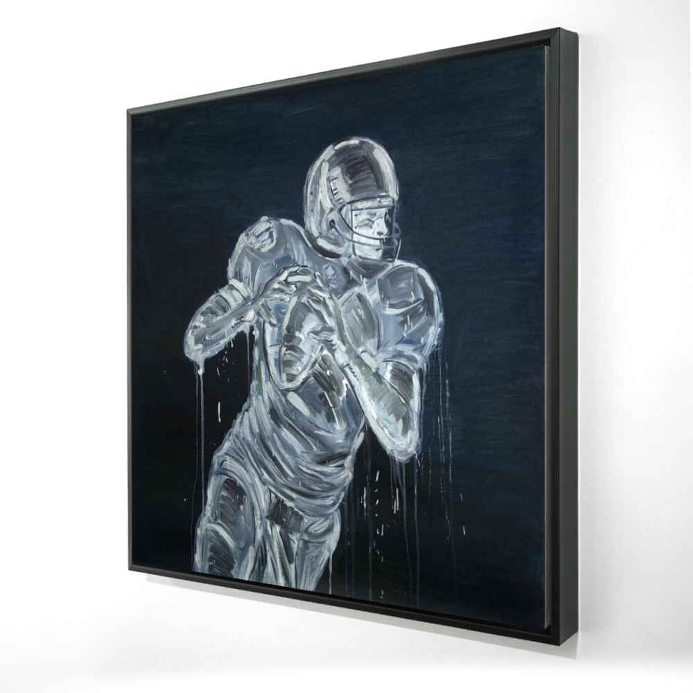 2081-3636-SP66 36 x 36 in. Football Player Blue Framed Canvas - Sports Home Decor